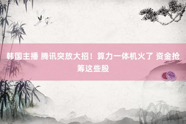 韩国主播 腾讯突放大招！算力一体机火了 资金抢筹这些股