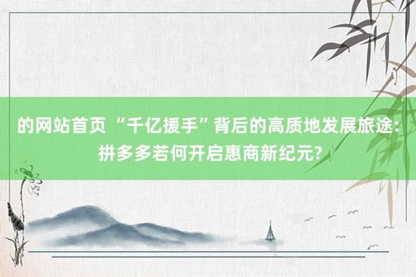 的网站首页 “千亿援手”背后的高质地发展旅途: 拼多多若何开启惠商新纪元?