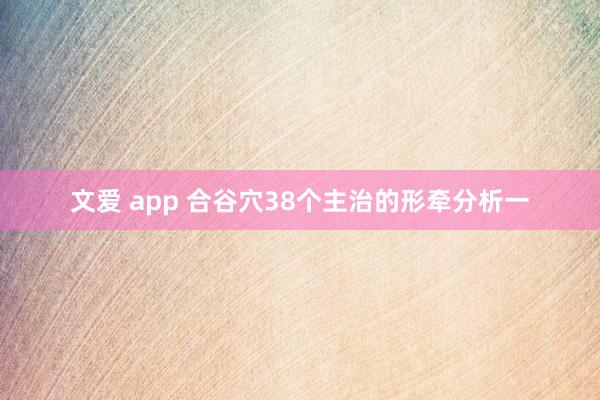 文爱 app 合谷穴38个主治的形牵分析一